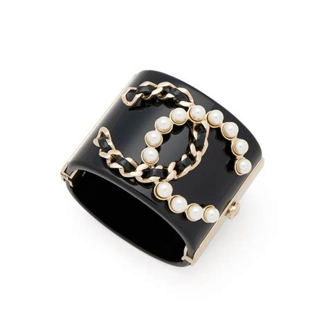 chanel black acrylic cuff bracelet|the realreal chanel cuff.